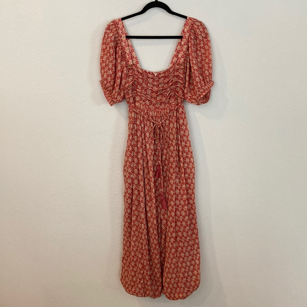 Free People Red Floral Cropped Jumpsuit